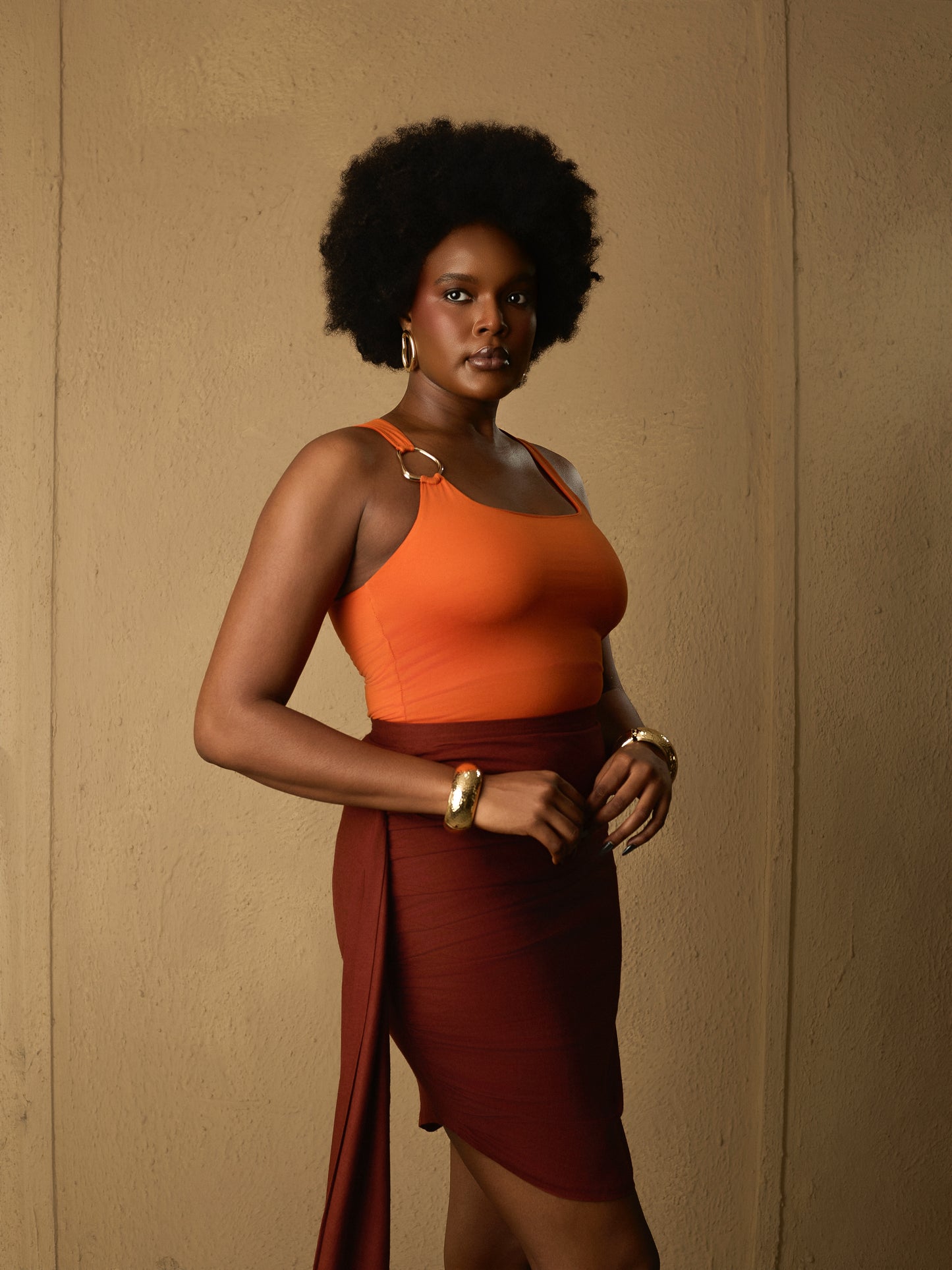 Gold detail Tank Top Orange
