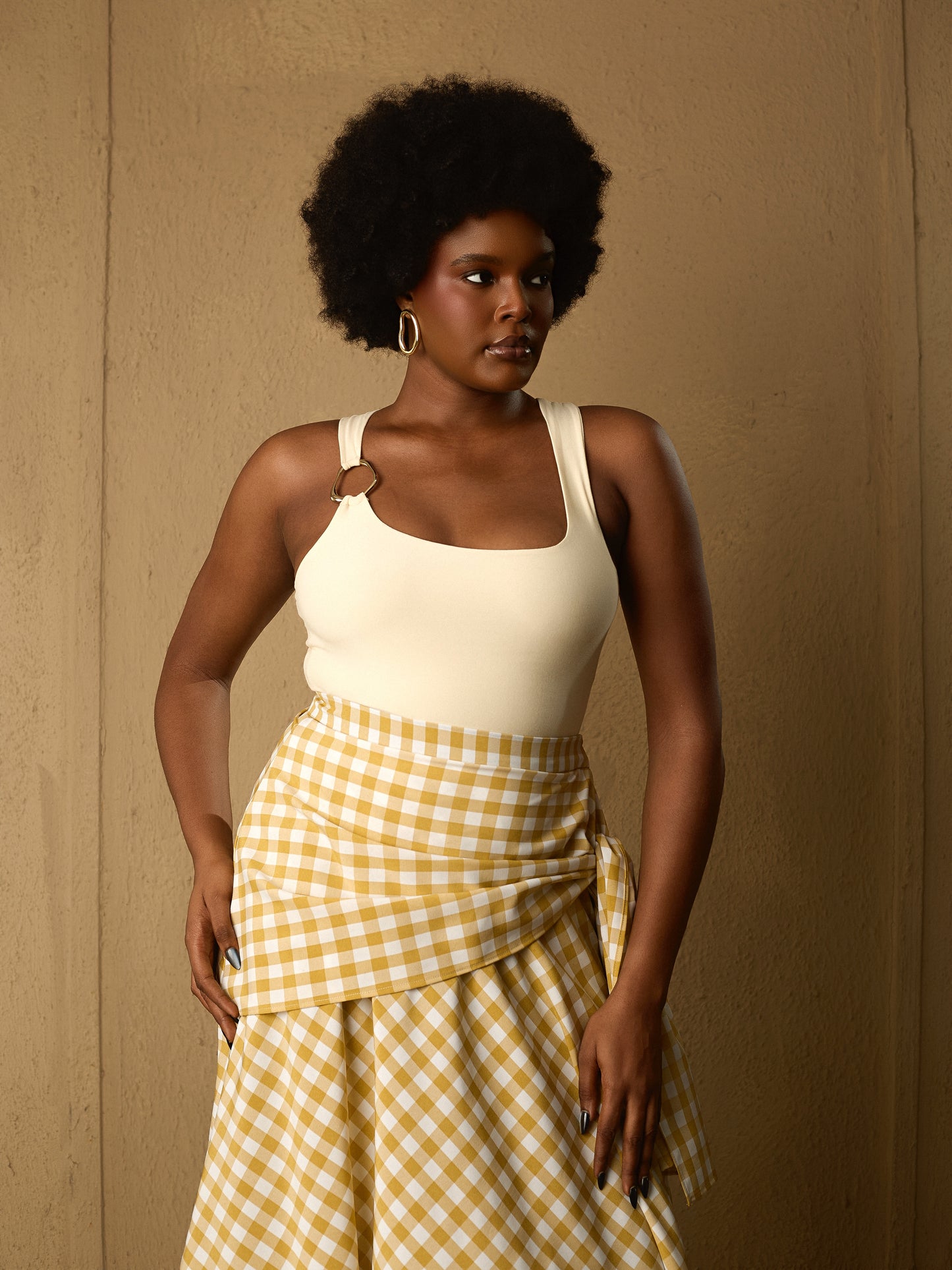 Gold detail Tank Top Butter Yellow