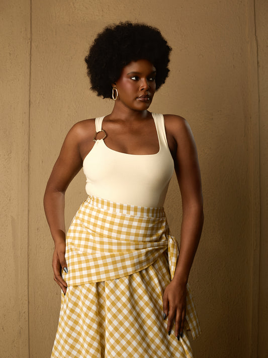 Gold detail Tank Top Butter Yellow