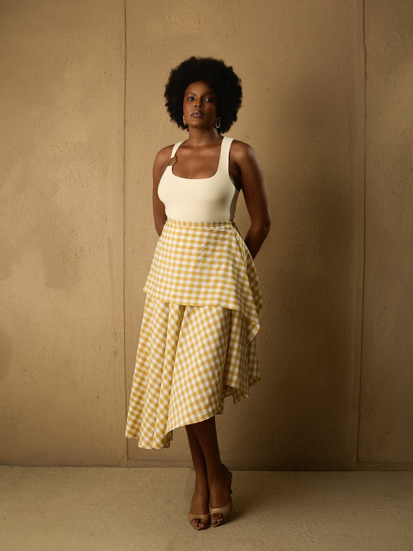 Assymetric Flare Skirt Yellow