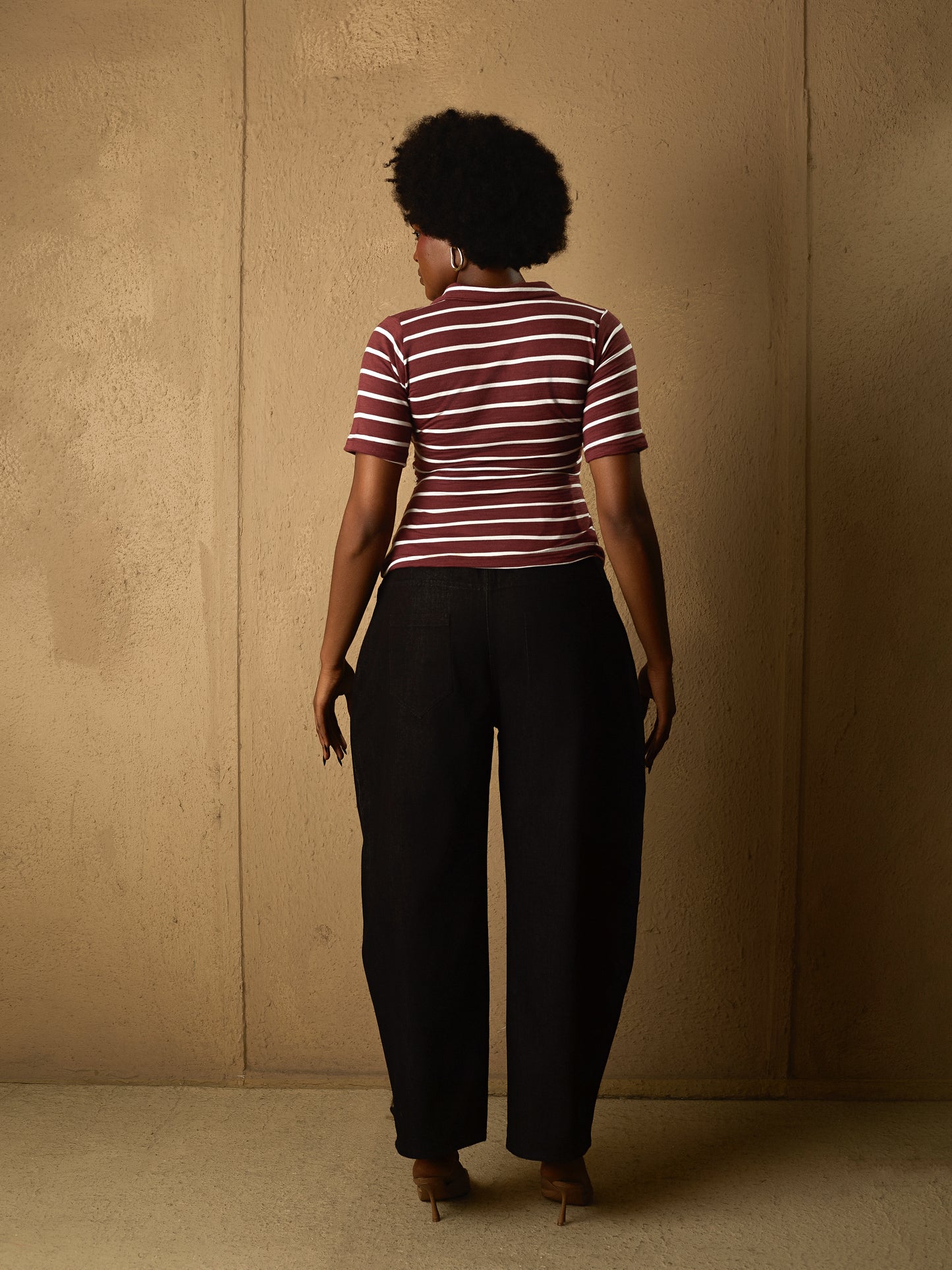 Polo Twist Top Burgundy Stripes