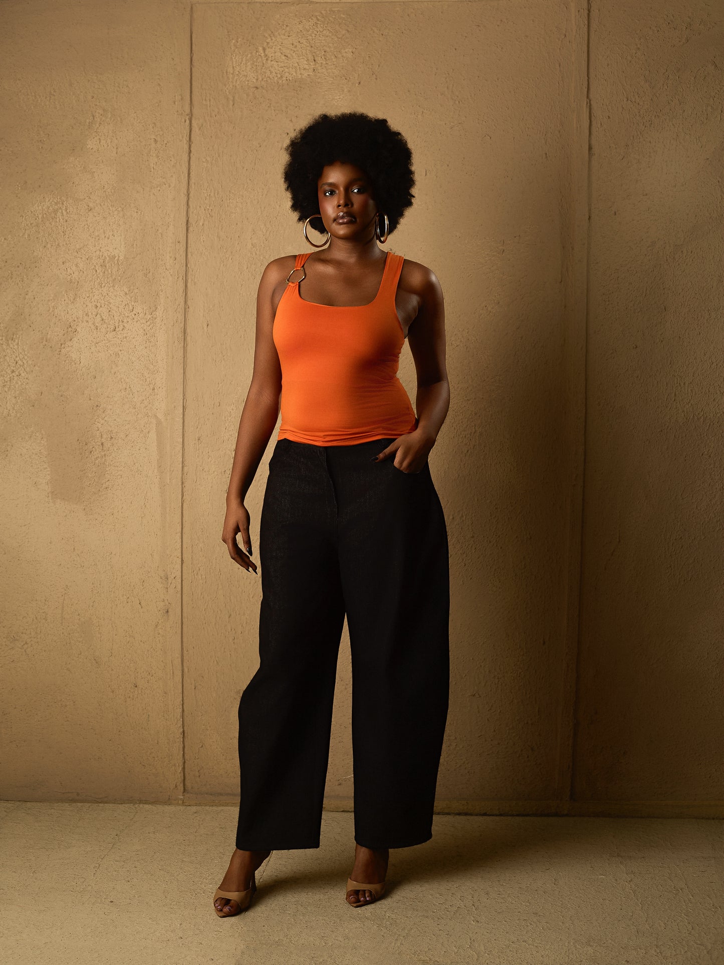Gold detail Tank Top Orange