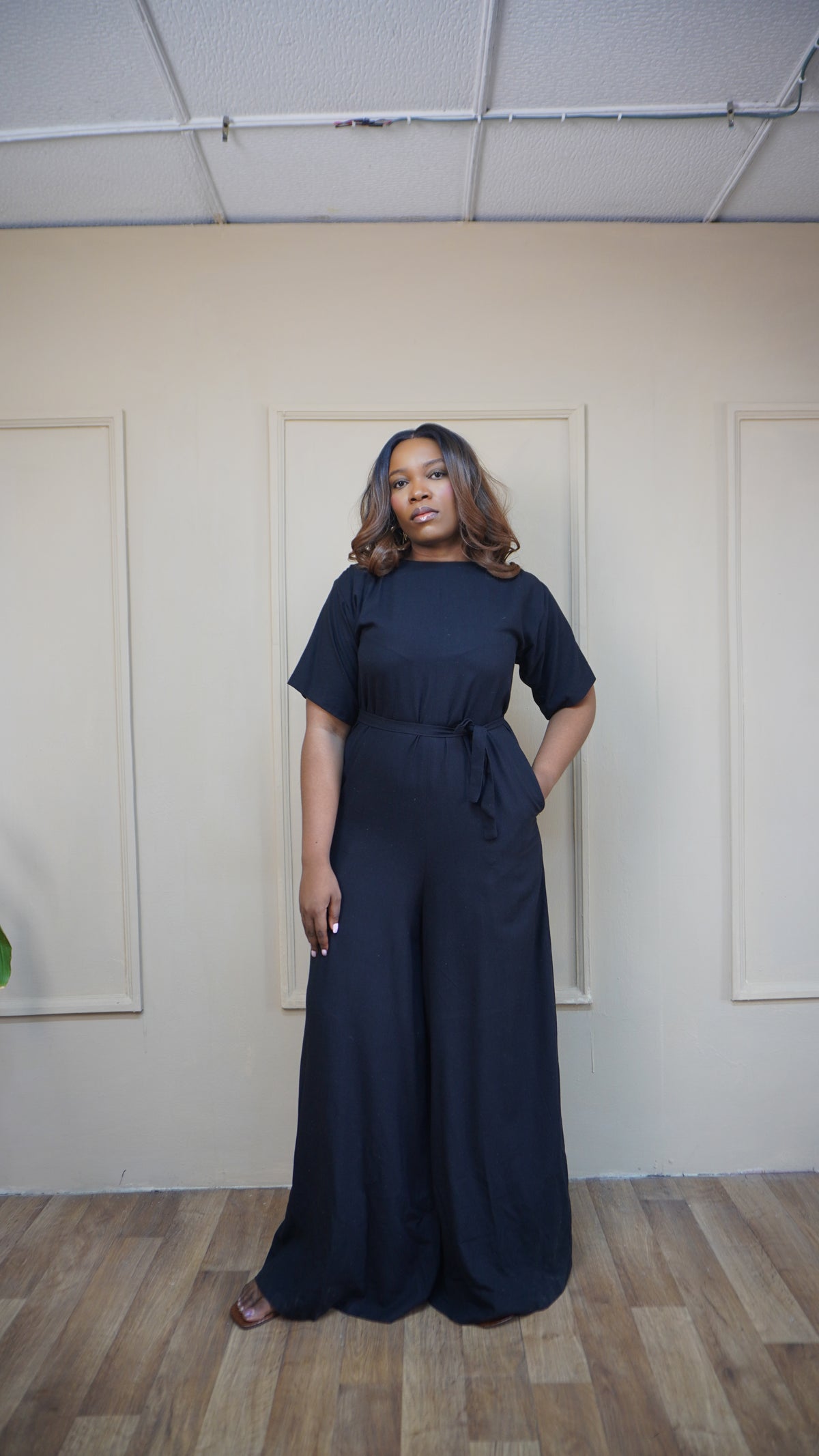 Easy Short Sleeve Jumpsuit Black