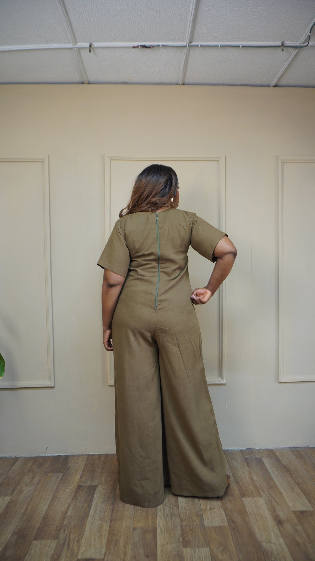 Easy Short Sleeve Jumpsuit Sage green