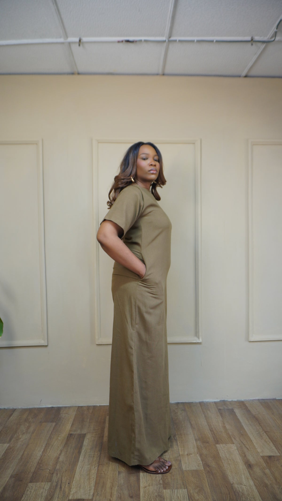 Easy Short Sleeve Jumpsuit Sage green