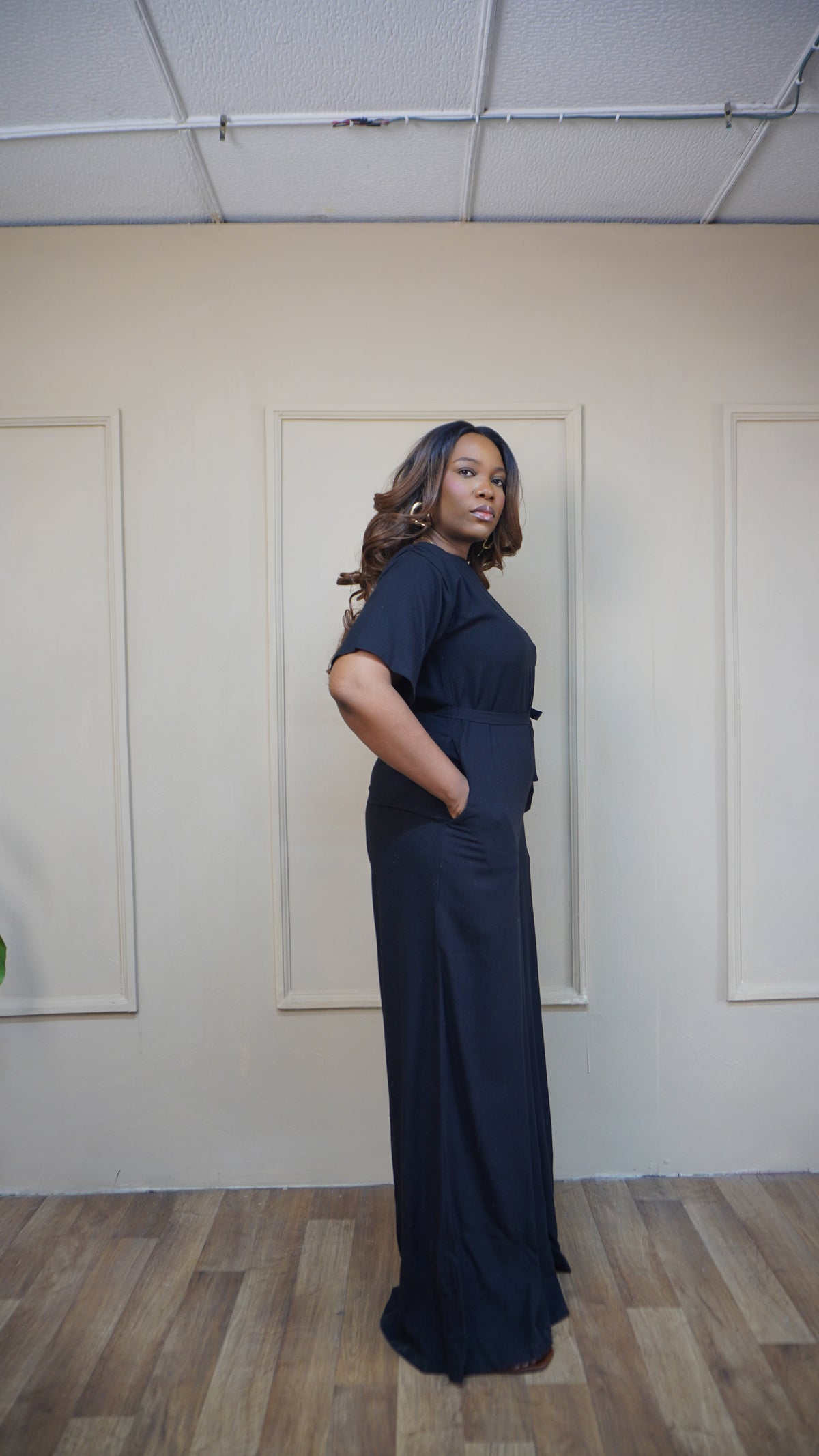 Easy Short Sleeve Jumpsuit Black